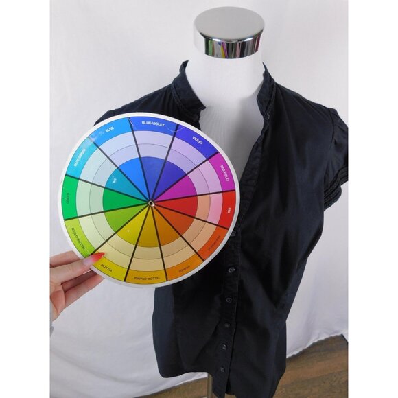 Express Design Studio Shirt Womens Large Black Button Front Puff Sleeve Blouse - Picture 9 of 10